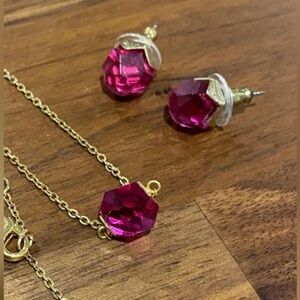 DISCONTINUED, Authentic Swarovski Nuts Earrings and Bracelet Set, Fuchsia.BNIBs.